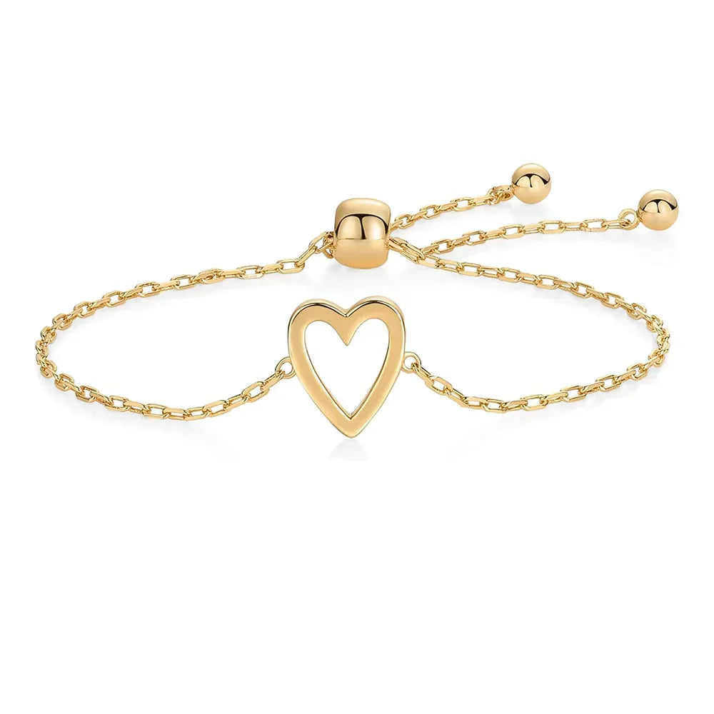 Metal Heart Bracelet Set for Women – Adjustable Matching Pair