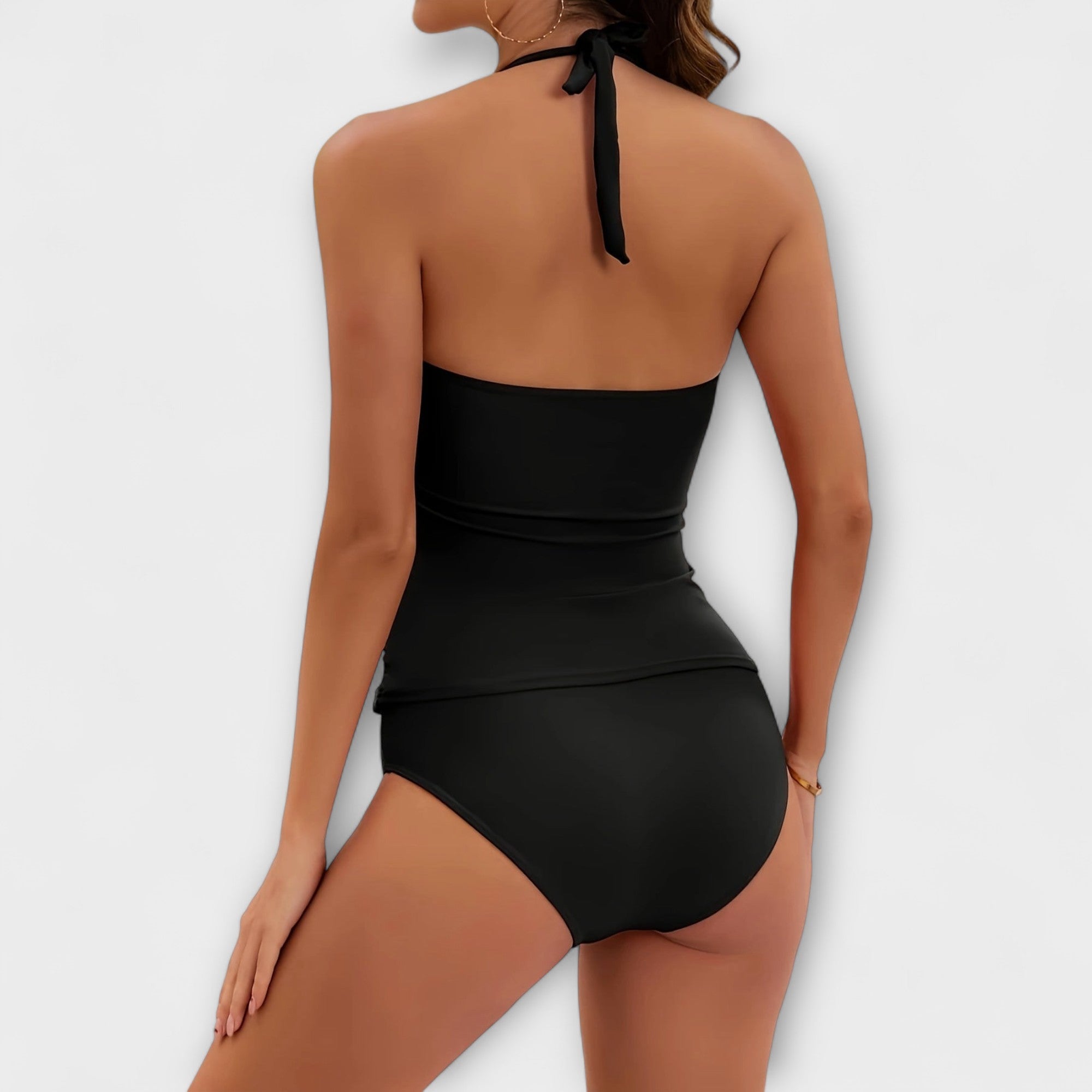 Halter Neck Two-Piece Swimsuit | Ruched High-Quality Swim Fabric