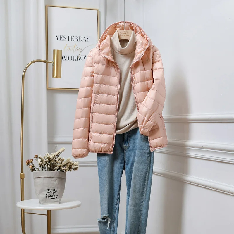 Women's Lightweight Black Puffer Jacket | Hooded Winter Coat
