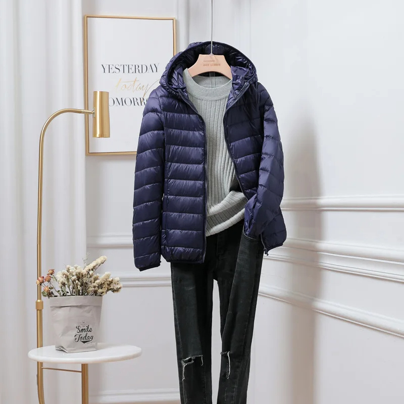Women's Lightweight Black Puffer Jacket | Hooded Winter Coat