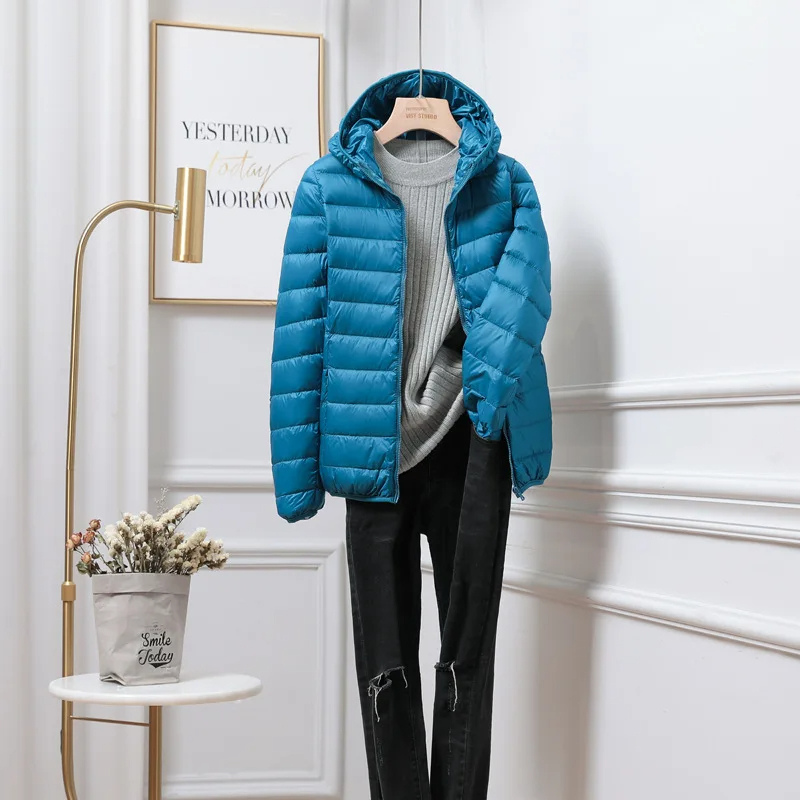 Women's Lightweight Black Puffer Jacket | Hooded Winter Coat