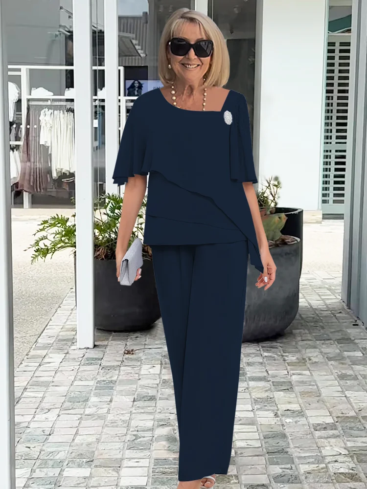 Women's Lightweight Two-Piece Loungewear Set | Asymmetric Blouse