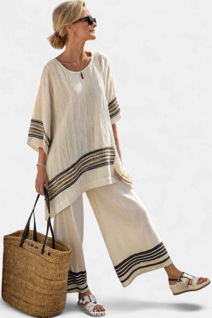 Lightweight Striped Women's Loungewear Set | Oversized Summer