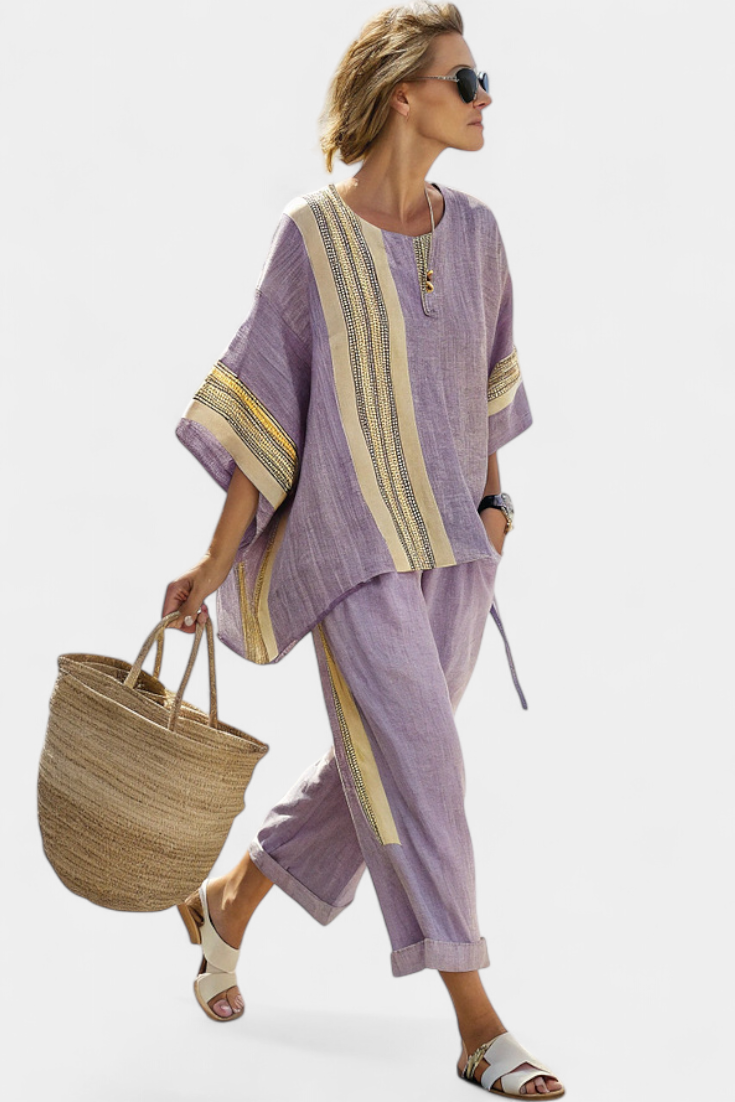 Lightweight Striped Women's Loungewear Set | Oversized Summer