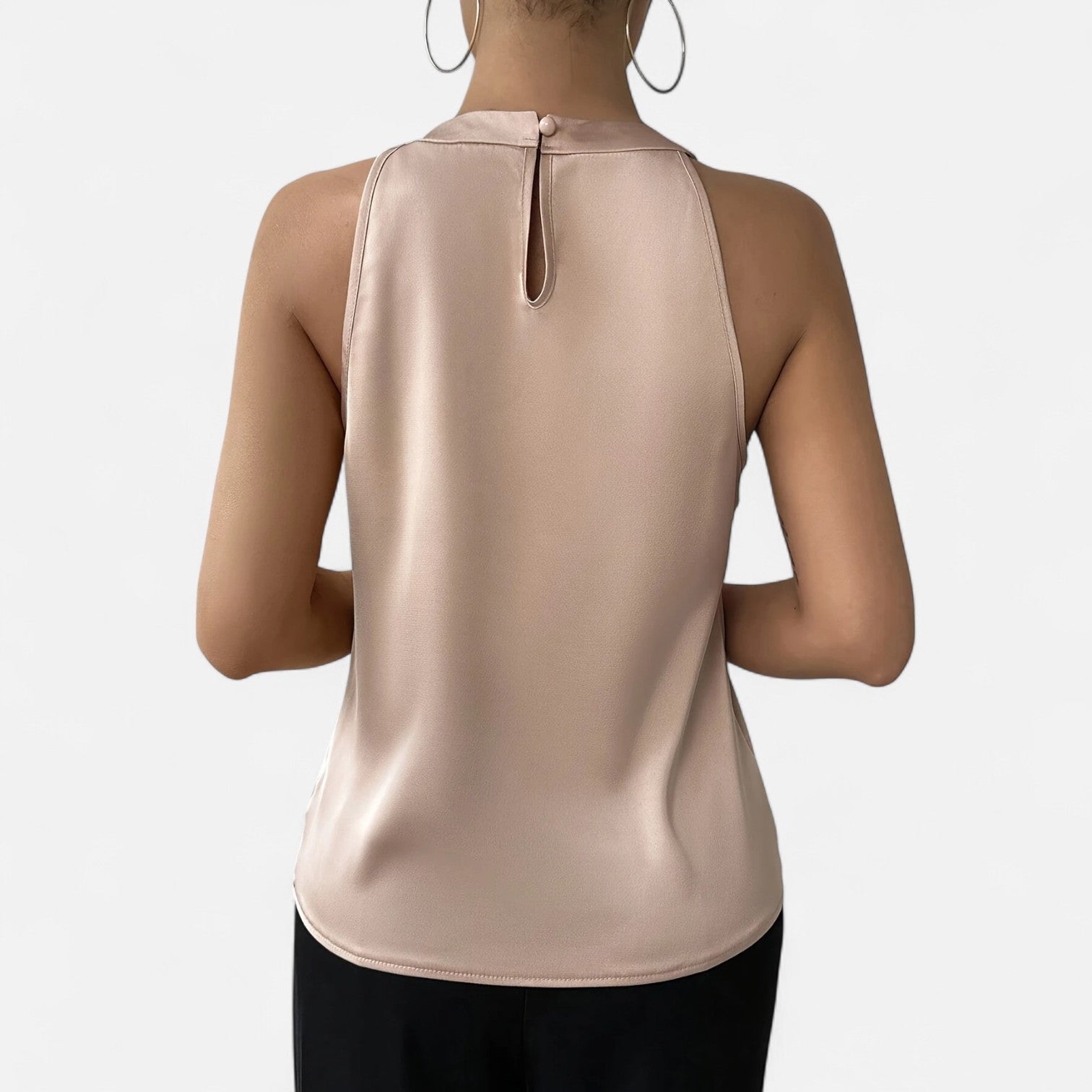 Satin Pleated Tank Top for Women | Elegant Draped Sleeveless Blouse