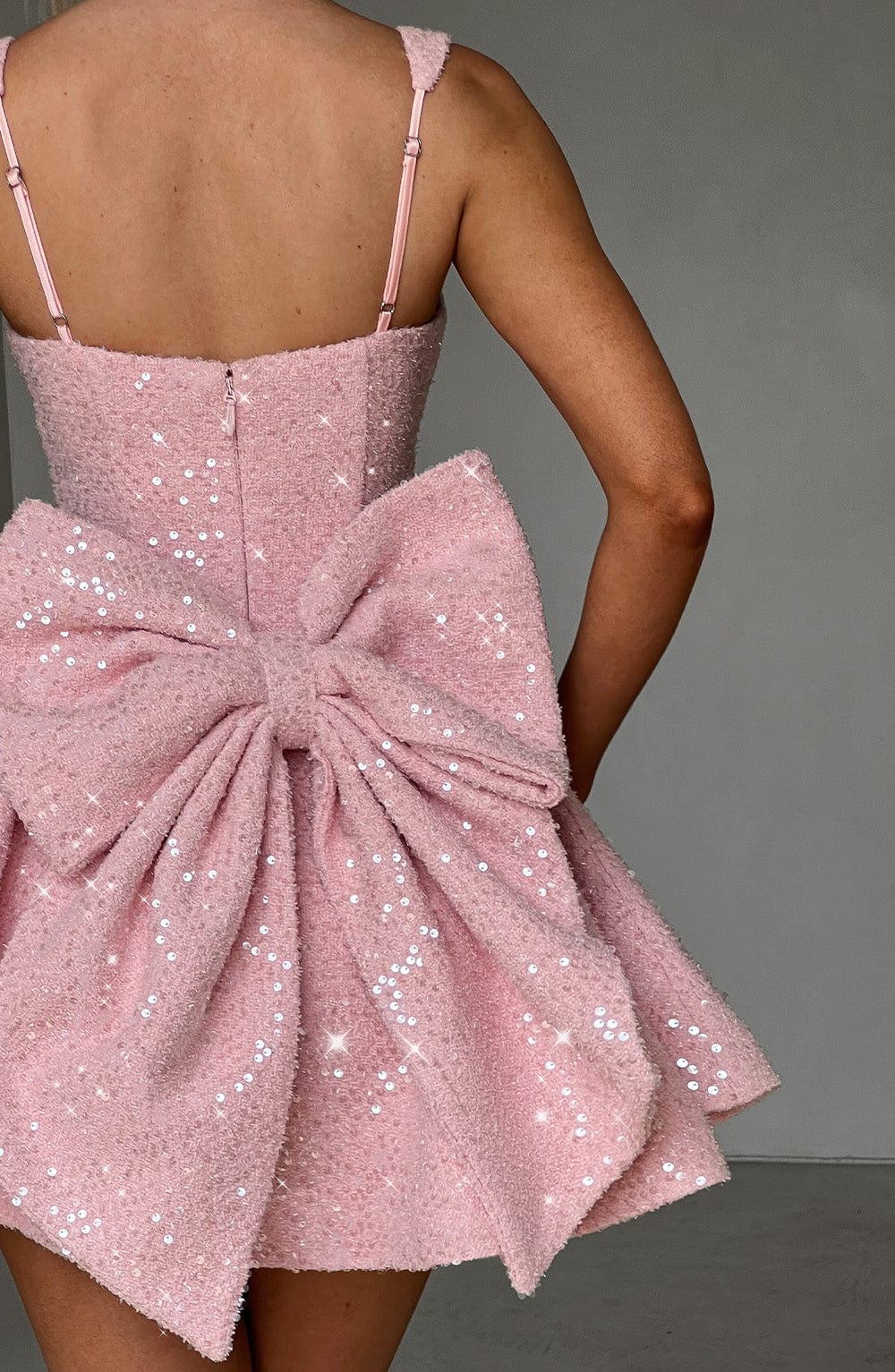 Women's Sequin Mini Dress with Bow Back Detail