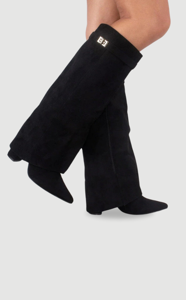 Women's Smooth Leather Knee High Boots with Wide Flare Top