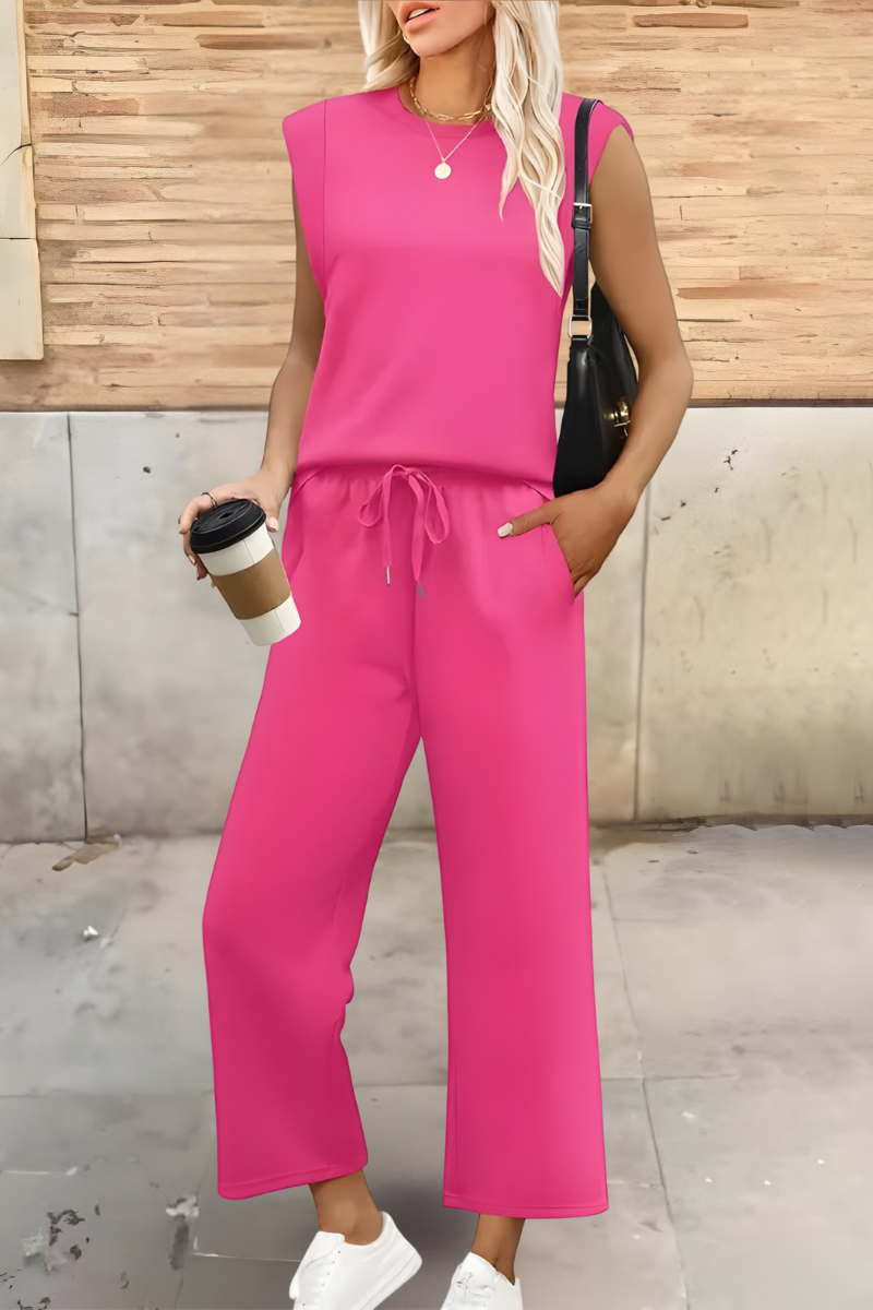 Women's Breathable Summer Loungewear Set – Soft Wide-Leg Trousers