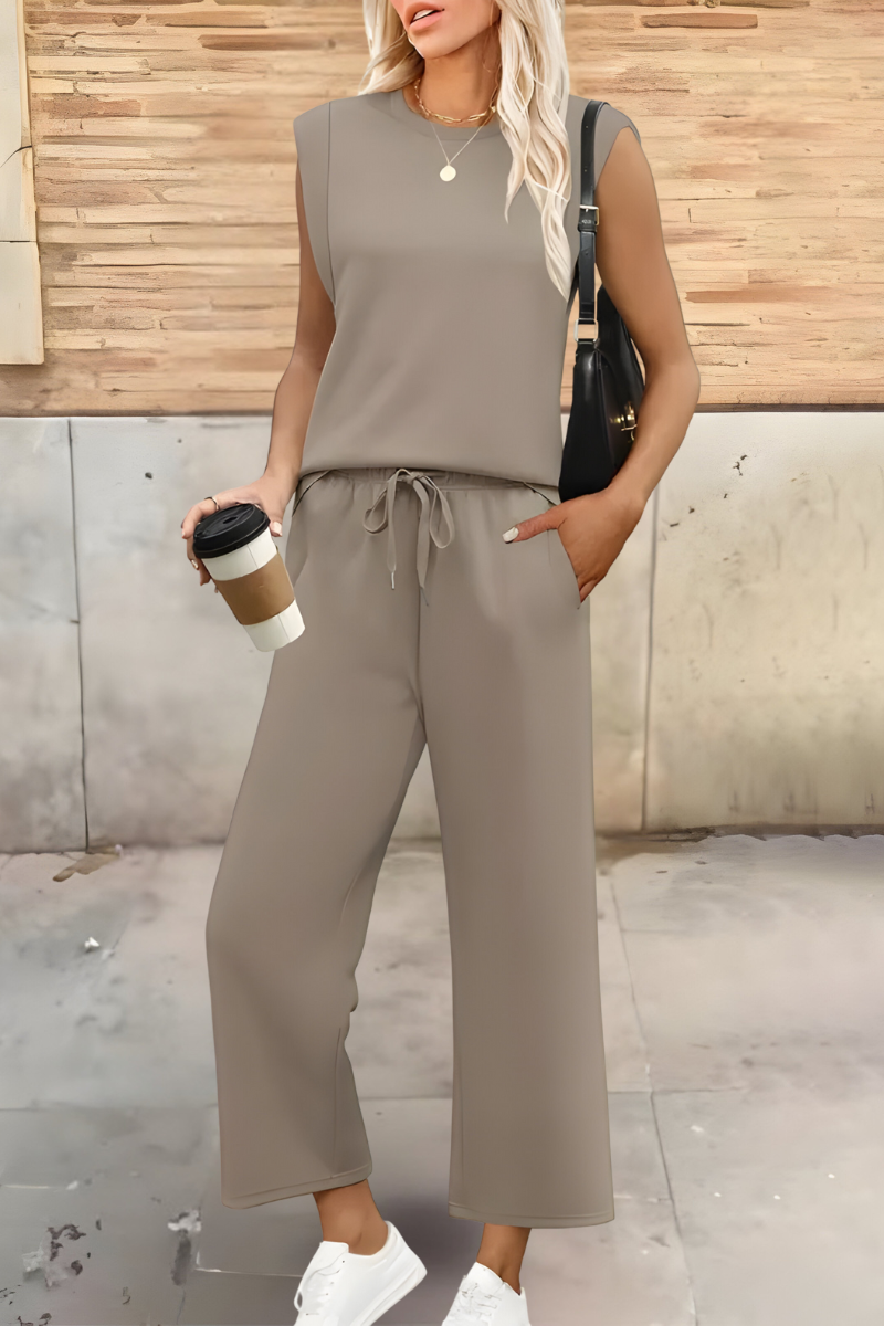 Women's Breathable Summer Loungewear Set – Soft Wide-Leg Trousers