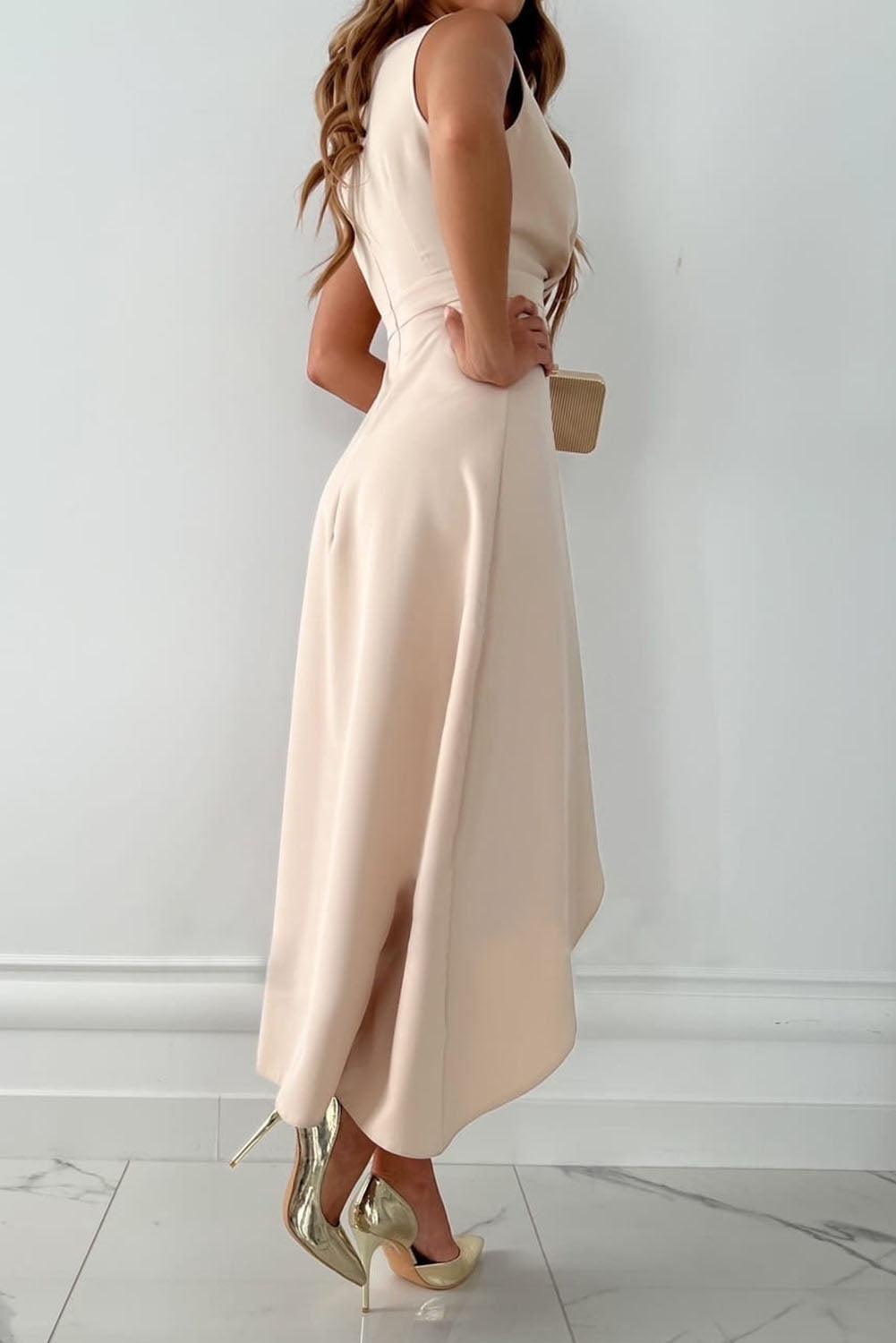 Soft Maxi Dress with Asymmetrical Hem | Women's Elegant Sleeveless