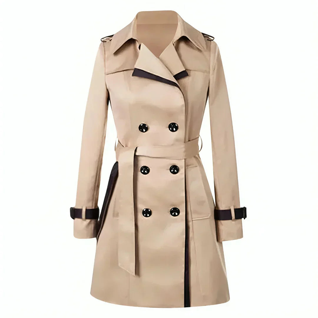 Women's Double-Breasted Trench Coat – Classic Mid-Length Style
