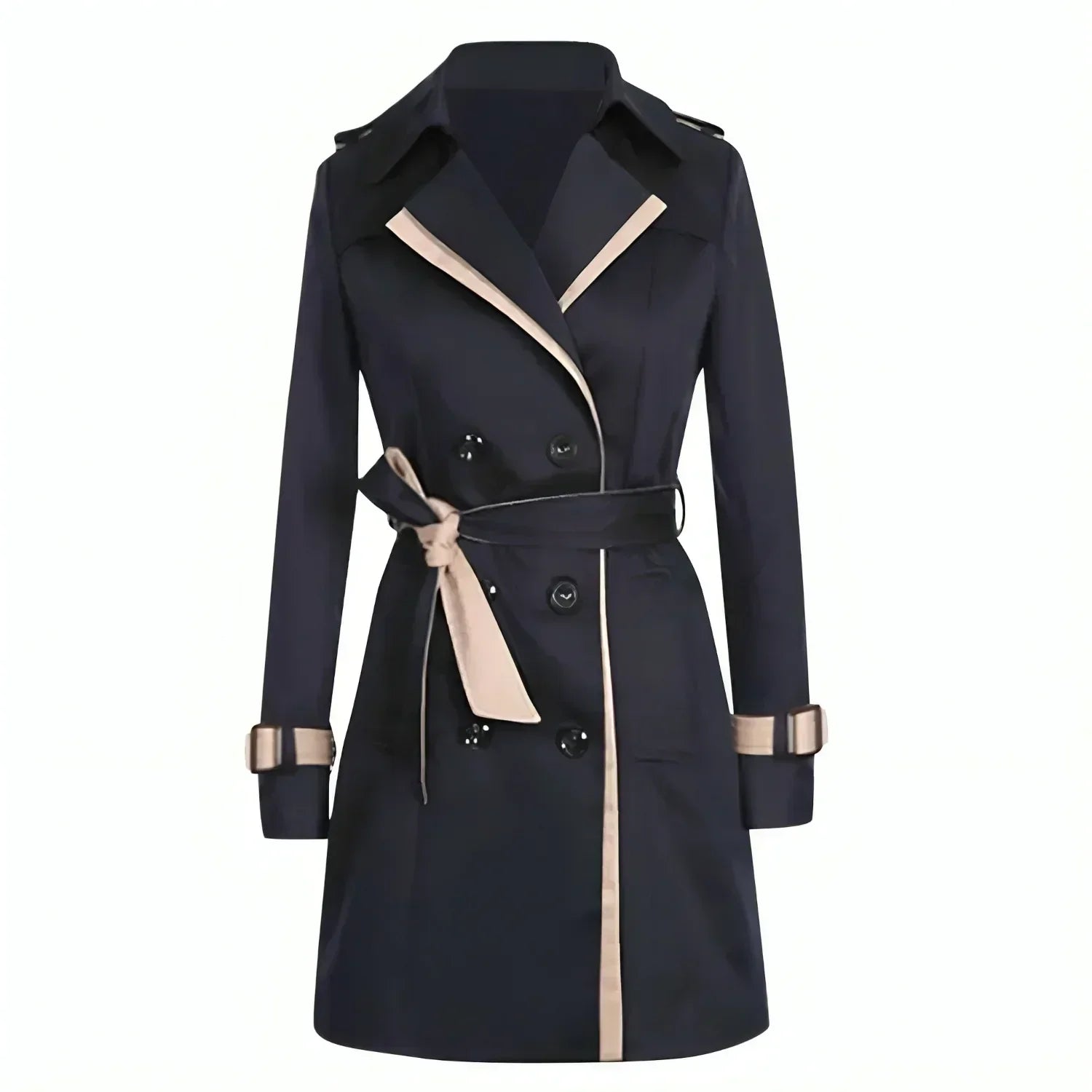 Women's Double-Breasted Trench Coat – Classic Mid-Length Style