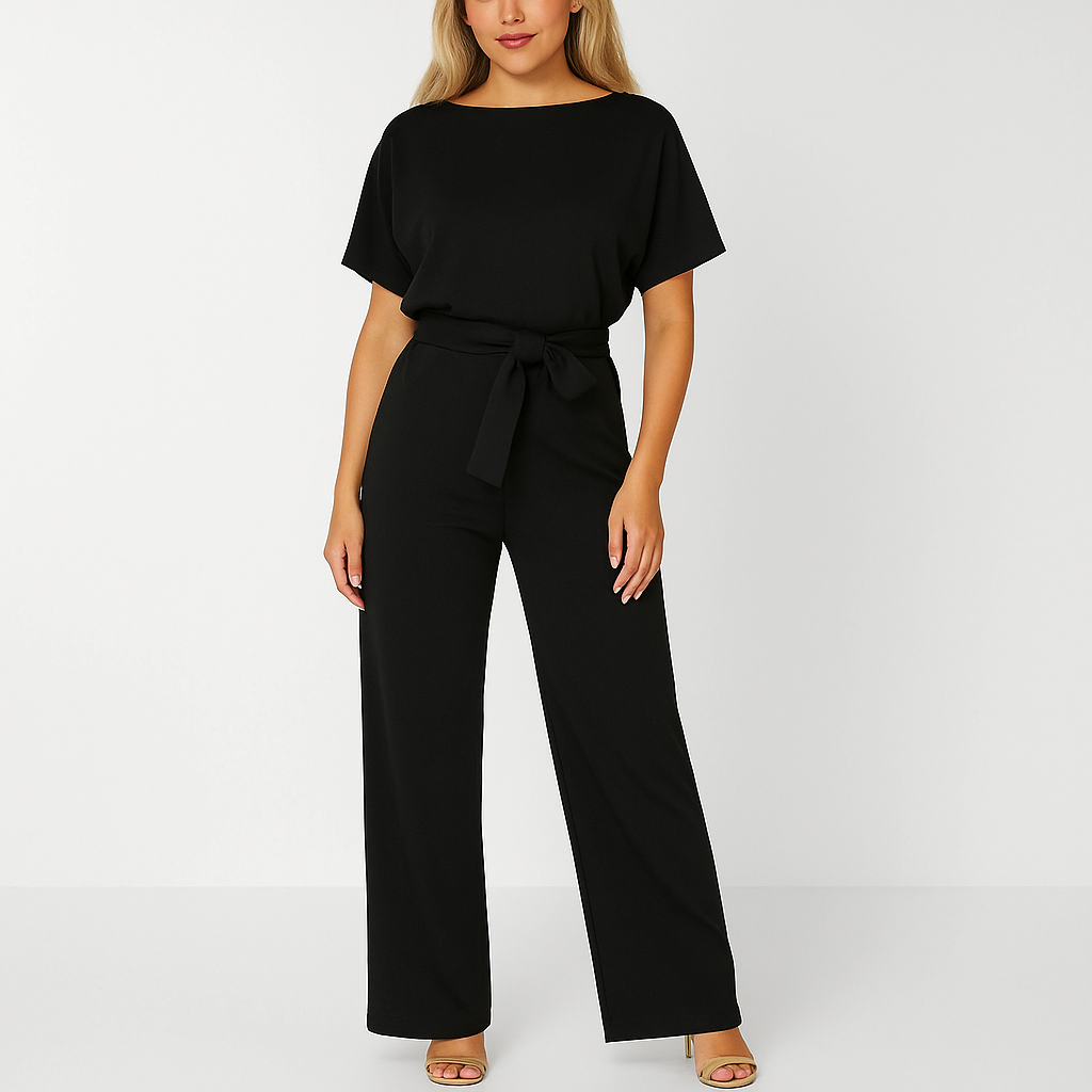 Women's Tie-Ribbon Jumpsuit | Short-Sleeve One-Piece