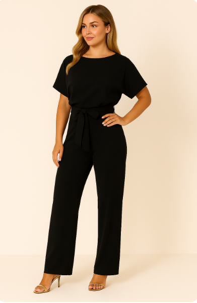 Women's Tie-Ribbon Jumpsuit | Short-Sleeve One-Piece