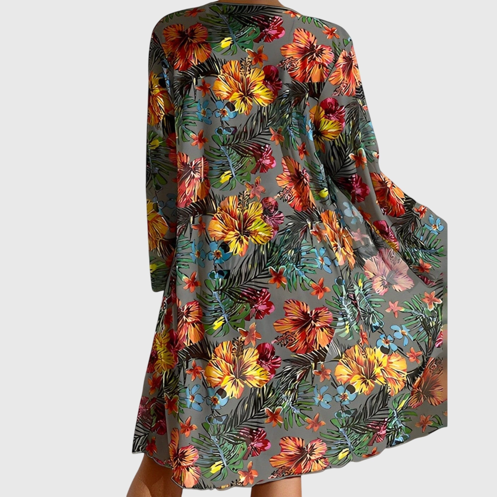 Women's Tropical Print High-Waisted Bikini Set with Cover-Up